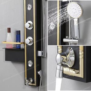 Étagère <span class=keywords><strong>de</strong></span> rangement noire à double poignée en acier inoxydable pour <span class=keywords><strong>douche</strong></span> à jet <span class=keywords><strong>de</strong></span> pluie doux et massage pour villa hôtel plusieurs couleurs - Product Image 3