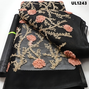 2025 nueva moda Guatemala <span class=keywords><strong>Sky</strong></span> <span class=keywords><strong>Blu</strong></span> 3D flores bordado malla encaje francés tela para Omán boda para fiesta - Product Image 5