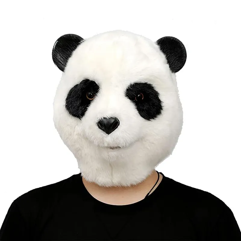9001 Фабрика ISO Новинка латексная маска с полной головой панды из искусственного меха животных маскарадный костюм маска для карнавальной вечеринки