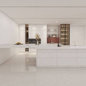 Armoires de cuisine modernes modulaires en forme de L brillantes SANTOPOVA |   Finition laquée personnalisée avec design sans poignée pour projets d'appartements - Product Image 6