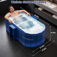 Baignoire ovale portable en PVC pour adultes, 59 pouces, grande, pliable, sans installation, 110 gallons, bain froid, douche