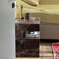 Table d'appoint en marbre naturel, design de mobilier de maison, table multicolore, pilier en pierre de luxe, socle en marbre, table d'appoint en marbre, Marmol Mesa