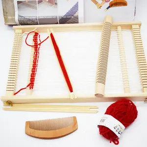 霍伊工艺品小织布机儿童玩具仿真儿童DIY织布机木制玩具