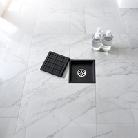Siphon de sol carré moderne pour salle de bain 6 pouces, en acier inoxydable 304, grille double usage (insertion carrelage/grille), débit élevé, anti-corrosion, pour zones humides
