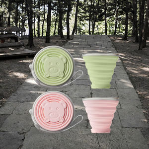 Tazza da viaggio pieghevole in <span class=keywords><strong>Silicone</strong></span> per uso alimentare in stile cartone animato portatile retrattile Anti-goccia pieghevole per collutorio - Product Image 2