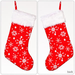 Bas géant <span class=keywords><strong>de</strong></span> 20 pouces avec manchette en fausse fourrure <span class=keywords><strong>Chaussette</strong></span> <span class=keywords><strong>de</strong></span> Noël brodée <span class=keywords><strong>de</strong></span> flocons <span class=keywords><strong>de</strong></span> neige en flanelle Grand bas <span class=keywords><strong>de</strong></span> Noël - Product Image 6
