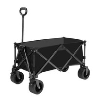 Chariot de camping pliable à quatre roues en acier inoxydable, chariot à main de type poussé OEM pour le shopping et l'extérieur, design compact