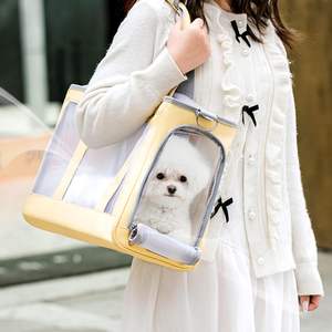Taşınabilir katı örgü köpek ve kedi taşıyıcı katlanabilir fermuar kapatma ile evcil hayvan seyahat çantası nefes PU çanta küçük evcil hayvanlar için - Product Image 6