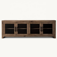 Moderne wohnzimmermöbel braun 4 glastüren 3 schubladen langer fernsehtisch tv-schrank fernsehtisch