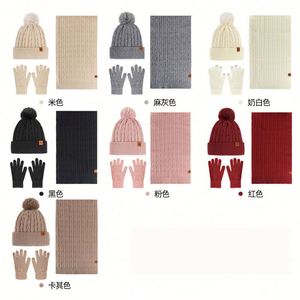 Wholesale Women's Winter Knitted <b>Hat</b> Double-Layer Thickened Fleece-Lined Knit <b>Hat</b> Scarf <b>and</b> <b>Gloves</b> Three-Piece <b>Set</b> Beanies - Product Image 2
