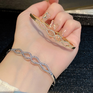 Geometric Rhinestone <b>Bracelet</b> Gold And Silver <b>Copper</b> Party Jewelry Gift Winter 2024 - Product Image 3