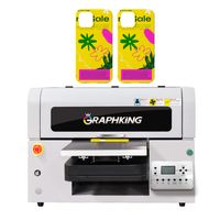 Gran oferta de Graphking, modelo de impresora UV de tamaño pequeño A3 de alta calidad con Xp600/i3200 para funda de teléfono móvil