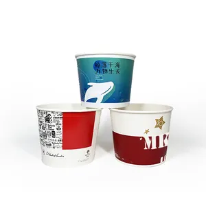 Disposable take away paper fried chicken bucket / cup with lid