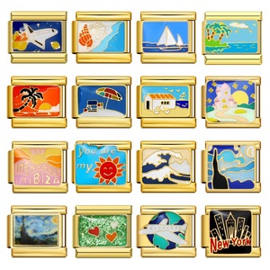 Bracelet à breloques Eagle Fashion, maillons plaqués or, design modulaire italien, paysage touristique, bijoux unisexe - Product Image 1