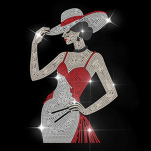 Fourniture d'usine : Transfert thermocollant de <span class=keywords><strong>strass</strong></span> pour robe de femme avec chapeau, <span class=keywords><strong>strass</strong></span> brillants pour t-shirts et accessoires de vestes en jean pour femmes - Product Image 1