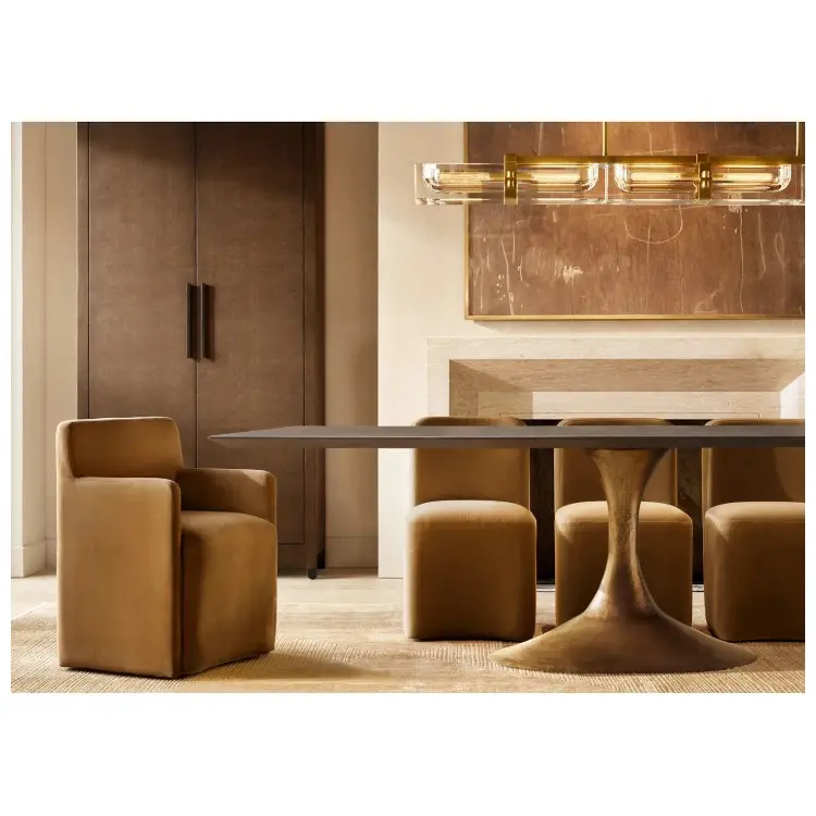 Meubles d'intérieur salle à manger chaises de style tapisserie d'ameublement de 8 sièges ensembles de table à manger moderne