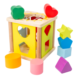 Los más vendidos juguetes de bloques clasificadores de colores y <span class=keywords><strong>forma</strong></span> de <span class=keywords><strong>cubo</strong></span> de madera Montessori para niños aprendizaje preescolar y regalo de bebé a juego - Product Image 1
