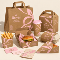 Boîte d'emballage alimentaire en papier kraft écologique personnalisée de haute qualité, ensemble de sacs à emporter pour nouilles et gelée, gobelets à café, restauration