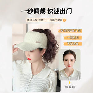 หมวกวิกผมมิลานแบบเปิดด้านบน สีขาว ผมยาวหยิกหางม้าสูง แบบชิ้นเดียว คลุมทั้งศีรษะ ใช้งานง่าย - Product Image 2