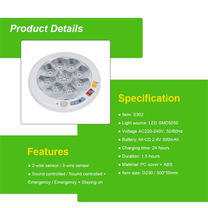 Tuoming khách sạn trong nhà lõm gắn trần 9W 13W có thể sạc lại cảm biến cơ thể dẫn Trần khẩn cấp xuống ánh sáng - Product Image 2