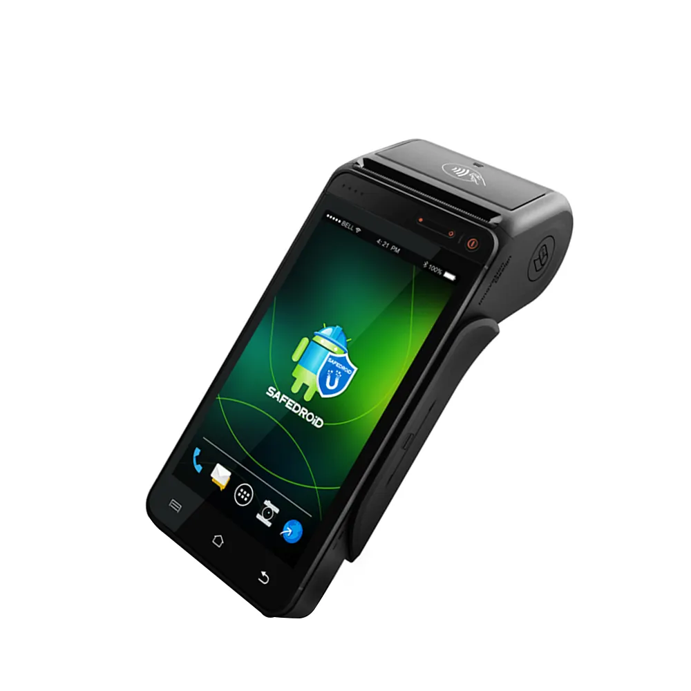 Android 12 sarung tangan pintar, terminal pos genggam dengan pembaca nfc layar 5.5 inci dengan sistem pos tiket