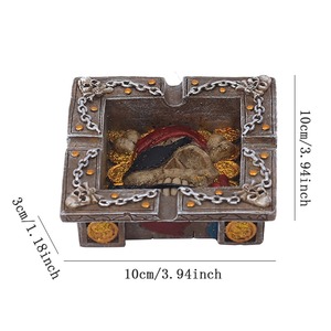 Witt Square One-eyed Pirate Skeleton cendrier résine Halloween horreur scène avec bar fumée tasse - Product Image 6