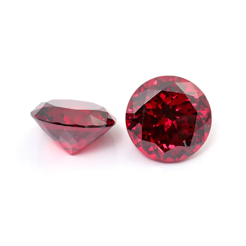 Lot de bijoux en pierre de zircon synthétique, perles de couleur rouge, zircone cubique de grande taille de 50mm, en vrac