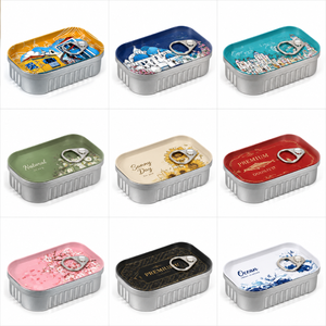 <span class=keywords><strong>Petite</strong></span> boîte <span class=keywords><strong>en</strong></span> fer blanc avec anneau de traction, rectangulaire, facile à ouvrir, réutilisable, style boîte à sardines - Product Image 1
