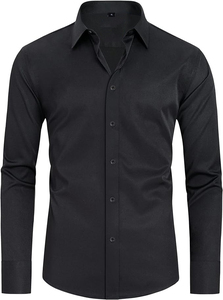 Chemise de costume pour homme respirante à manches longues, couleur naturelle, boutons, coupe ajustée, style business décontracté, avec embellissements en strass - Product Image 2