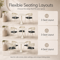 Solution d'ameublement de café Space-Smart avec 4 chaises en métal crème et table ronde sur piétement pour bistrots, cafés et coins lounge