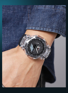 Montre de sport multifonctionnelle de forme angulaire Ga2100 série <span class=keywords><strong>g</strong></span> style choc <span class=keywords><strong>bracelet</strong></span> en silicone double affichage <span class=keywords><strong>transparent</strong></span> montres pour hommes - Product Image 5