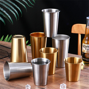1 pezzo di viaggio campeggio all'aperto in acciaio inox tazza di caffè tè vino 304 acciaio inossidabile Whisky birra tazze oro argento 260-500ml - Product Image 1