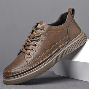 Customized Professional Casual <b>Sneakers</b> <b>Leather</b> Classic Walking Style Retro Board Brown Shoes for Man - Product Image 3