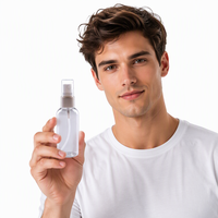 Flacon pulvérisateur en plastique PET de 100 ml, pompe pulvérisatrice, conteneur cylindrique, impression sérigraphique pour l'emballage de produits cosmétiques et de soins de la peau