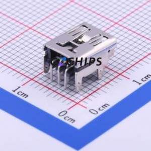 920-462A2021D10102 USB Connector Bent Lead Through Hole Connector Mini-B USB 2.0 Female Right Angle Insert - Product Image 2