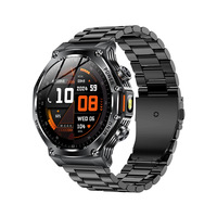 Montres intelligentes AK82 en acier inoxydable, étanches IP68, robustes, avec suivi d'activité physique, lampe torche LED pour hommes, montre de sport intelligente pour l'extérieur