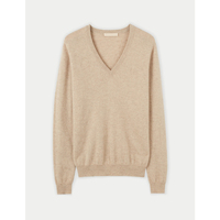 Pull en cachemire à col en V pour femme, manches longues, couleur unie, minimaliste, tricoté pour l'automne, anti-boulochage