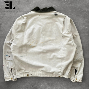 LARSUR Veste <span class=keywords><strong>de</strong></span> travail en toile <span class=keywords><strong>de</strong></span> canard lourd éclaboussée <span class=keywords><strong>de</strong></span> <span class=keywords><strong>peintre</strong></span> <span class=keywords><strong>de</strong></span> lavage <span class=keywords><strong>de</strong></span> détresse personnalisée avec couverture doublée veste <span class=keywords><strong>de</strong></span> travail Detroit manteau <span class=keywords><strong>de</strong></span> corvée - Product Image 2