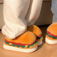 2025 nouveauté pantoufles en peluche fourrure mignon Hamburger forme couleurs mode chaud en peluche pantoufles personnalisées pour garçons filles à vendre