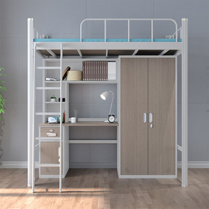 Nhà cung cấp nội thất trường học ký túc xá giường Kim loại giường tầng dành cho người lớn sinh viên <span class=keywords><strong>Loft</strong></span> giường với bàn - Product Image 3