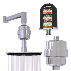 15 stage filters home use KDF reduces chlorine odor softening hard water shower head filter