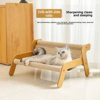 Sofa-Chaise Lounge Kucing Tegak dengan Tiang Garukan Kayu Universal untuk Semua Musim, Tahan Lama, Tahan Rontok, Perlengkapan Hewan Peliharaan