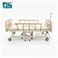 Cama de Hospital Manual Ajustable con Cinco Funciones, Estructura ABS, Barandillas Plegables, Ruedas Silenciosas y Cuña para Pacientes