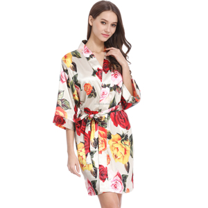 New Floral Bride Bathrobes High Quality Bridesmaid <strong>Robes</strong> Printed Home Wear Soft Fabric <strong>Ladies</strong> Loungewear <strong>Kimono</strong> Dress - Product Image 2