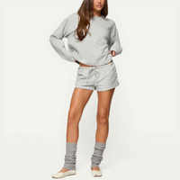 Ensemble de vêtements de détente pour femmes personnalisé, imprimé rayé d'été, haut ample à manches longues, short à cordon de serrage, tenue décontractée en 2 pièces, coton doux
