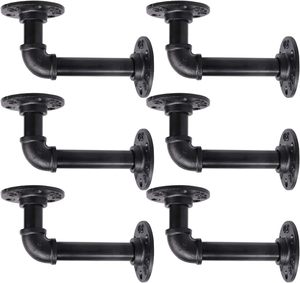 Soporte de estante flotante montado en la pared rústico de alta resistencia Steam Punk decoración colgante soporte de Metal para ropa de doble nivel - Product Image 1