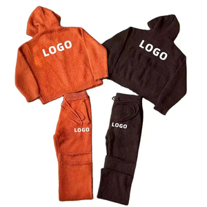 Produttore di <span class=keywords><strong>maglieria</strong></span> maglione da <span class=keywords><strong>uomo</strong></span> in Mohair personalizzato con cappuccio Jacquard con Zip Cardigan tute in maglia Mohair tuta tuta tuta Set pantaloni della tuta - Product Image 1