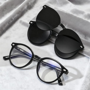 نظارات شمسية رجالية سوداء ريترو من TR90 مع إطارات بصرية مغناطيسية قابلة للتركيب، عدسات مستقطبة للقيادة 3 في 1 مضادة للضوء الأزرق وللقراءة البصرية 2025 2026 - Product Image 1