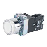 Tombol Tekan NIN 22mm Self-Resetting Full Illuminated Head Toggle Hijau Momentary Push Button LED 1NC 1NO Terminal Sekrup IP65 Tahan Air 10A