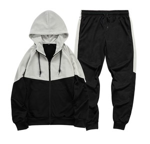 Tuta Sportiva da Uomo con Felpa con Zip e Pantaloni in Colori a Blocchi Personalizzabili all'Ingrosso - Product Image 1